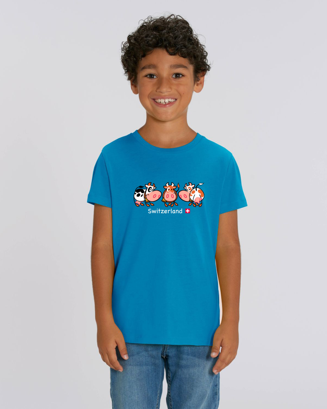 MWS034 Kids Cow Switzerland Aqua Blue